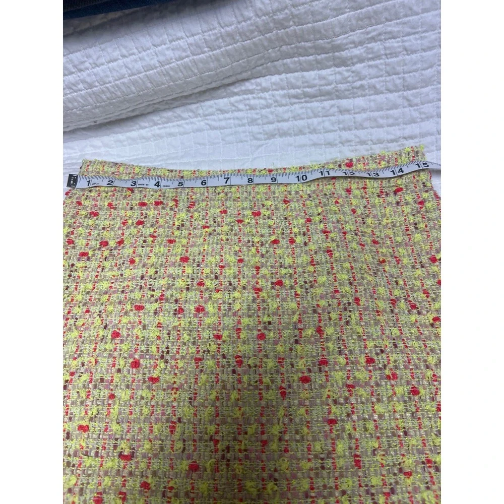 J. Crew Tweed Pencil Skirt Yellow Textured Knee Length Back Vent Lined Size 6